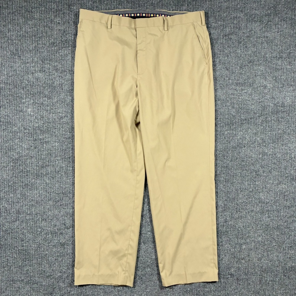 Ben Hogan Mens Golf Pants Size 42x32 Beige Flat Front Casual Stretch High Rise